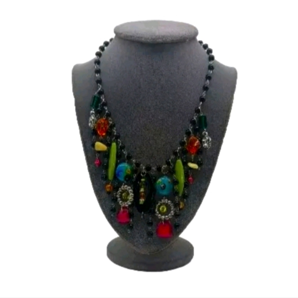 Multicolor Gemstone Style Cascading Dangle Statem… - image 2